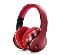 Casque Bluetooth Over-Ear Antibruit Actif Casque Sans Fil Stéréo HIFI Deep Bass Sport Gaming écouteur avec Micro,Red
