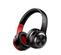 Casque Bluetooth Pliable Controle Tactile Opération Multiple écouteurs de Jeu Stéréo Superbe Qualité Sonore Carte TF avec Micro, Noir + Rouge