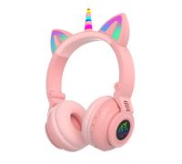 Casque Bluetooth pour enfants Licorne, pliable et sans fil avec micro et contrôle du volume, câble inclus - Violet, compatible avec tous les