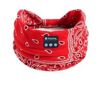 Casque Bluetooth sans fil avec fleur - Bandeau de sport - Bandeau élastique respirant - Musique - Microphone (rouge)