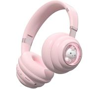 Casque Bluetooth sans fil avec Lumière RGB Gaming Bluetooth Headphone Pliable Creative Écouteur à réduction de bruit Enfant-Rose