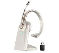 Casque Bluetooth sans fil avec microphone antibruit et clé USB, casque Bluetooth V5.0 Trucker avec micro muet et station de charge pour PC/ordinateur portable/téléphone/réunion/centre d'appel/bureau