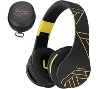 Casque Bluetooth sans Fil, Casque Audio st¿¿r¿¿o Pliable sans Fil et Filaire avec Micro int¿¿gr¿¿, Micro SD/TF, FM pour iPhone/Wiko/Samsung/iPad/PC (Noir/Jaune)
