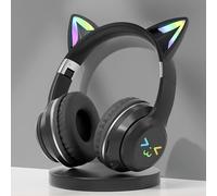 Casque Bluetooth sans fil JST-035C Casque de jeu pour PC Support TF Carte Cat Ear Stéréo Écouteurs Big Hand kasset - Type black