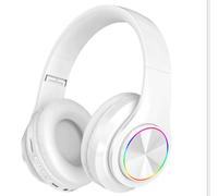 Casque bluetooth sans fil subwoofer lumineux monté sur la tête casque pliable écouteur blanc