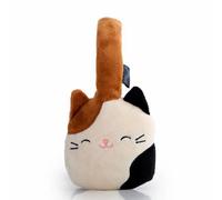 Squishmallows Cam The Cat Casque Bluetooth en Peluche avec Microphone intégré pour Passer et recevoir des appels. Portée Bluetooth de 10 mètres, contrôle du Volume, Coussinets d'oreille en Peluche