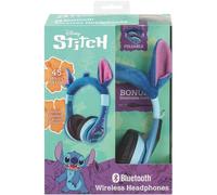 eKids Disney Stitch Casque Bluetooth sans Fil avec Microphone avec Cordon auxiliaire, Volume réduit pour Enfants, pour l'école, la Maison ou Les Voyages