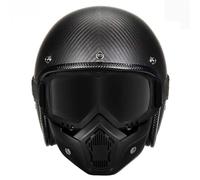 Casque Bol Fibre De Carbone Casque Moto Jet Vintage Casque Ouverte avec Visière 3/4 Demi Casque Moto Casque Cyclomoteur Scooter Homologué ECEDOT pour Adulte Unisexe 5,XL:61-62CM