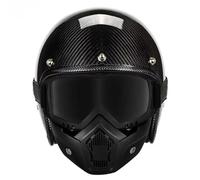 Casque Bol Fibre De Carbone Casque Moto Jet Vintage Casque Ouverte avec Visière 3/4 Demi Casque Moto Casque Cyclomoteur Scooter Homologué ECEDOT pour Adulte Unisexe 6,XL:61-62CM
