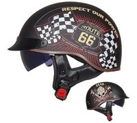 Casque Bol Homologué ECE Casque Jet Brain - Cap Demi-Casque Moto Vintage Casque Demi-Coque RéTro Ouvert Casque à VisièRe IntéGréE Cruiser Chopper Scooter Cyclomoteur,A-XXL=（63~64cm）