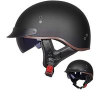 Casque Bol Homologué ECE Casque Jet Brain - Cap Demi-Casque Moto Vintage Casque Demi-Coque RéTro Ouvert Casque à VisièRe IntéGréE Cruiser Chopper Scooter Cyclomoteur,J-XXL=（63~64cm）