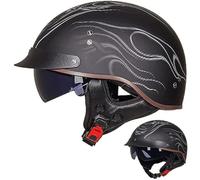 Casque Bol Homologué ECE Casque Jet Brain - Cap Demi-Casque Moto Vintage Casque Demi-Coque RéTro Ouvert Casque à VisièRe IntéGréE Cruiser Chopper Scooter Cyclomoteur,D-XXL=（63~64cm）