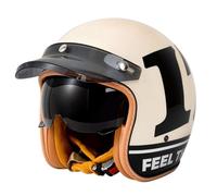 Casque Bol Moto Open Face Classic Sun Casque Moto Jet Vintage avec Visière Casques Vintage à Face Ouvert ECEDOT Homologué en pour Scooter Chopper - Casque de Moto Homme Et Femme L,XXL=63~64cm