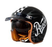 Casque Bol Moto Open Face Classic Sun Casque Moto Jet Vintage avec Visière Casques Vintage à Face Ouvert ECEDOT Homologué en pour Scooter Chopper - Casque de Moto Homme Et Femme O,L=59~60cm