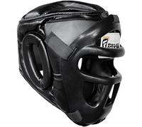Casque Boxe 2-en-1 Réglable avec Grille Faciale Amovible Casque Art Martiaux pour Protection Complète - Idéal pour MMA, Muay Thai, Kickboxing, Sparring | Homme & Femme (Black, M)
