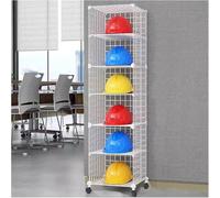 Casque Chantier Étagère d'organisation pour fichiers/Chapeaux, Porte-Casque de sécurité de Grande capacité avec Roues, pour étude/Bureau/Usine(White,6 Grids)