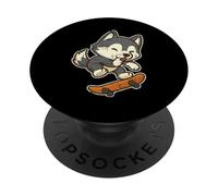 Casque Chat Skateboard Retro Vibes PopSockets PopGrip Adhésif
