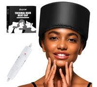 Casque Chauffant Cheveux Vapeur Soin - Charlotte Chauffante pour Cheveux Crepus Afro Bouclés Bonnet Masque Capillaire Salon Hair Cap Spa Maison Proteine Coloration Sèche Cheveux (Noir de jais)