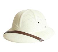 Casque colonial, chapeau de paille pour hommes à large bord résistant au soleil avec décor de ceinture, chapeau soleil tissé respirant avec mentonnière réglable, mineur d'extérieur pour costume d