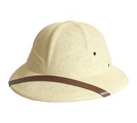Casque colonial, chapeau de paille tissé résistant au soleil pour hommes avec large bord, chapeau de soleil respirant avec mentonnière réglable, mineur d'extérieur pour costume d'explorateur la ju