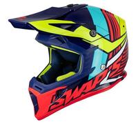 Casque Cross Adulte SWAPS Blur S818 - Bleu / Jaune Fluo / Rouge Brillant M