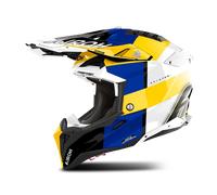 Airoh Casque Cross Aviator 3 Monarch Bleu/Jaune Brillant Taille L