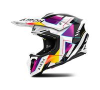 Airoh Casque de motocross Twist 3 Rainbow - Noir/Blanc/Rose - Taille S pour homme