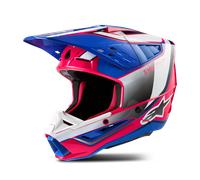 Alpinestars S-M5 Sail 2024 Casque de motocross, blanc-rose-bleu, taille M pour homme