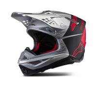 Alpinestars Supertech M10 Flood, casque de motocross S Argent/Noir Mat/Rouge Néon Argent/Noir Mat/Rouge Néon