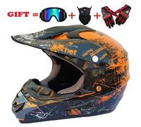 Casque cross et enduro de Marque confort et sécurité Casque De Moto Cross ensemble Road Race Adulte mixte,Orange L