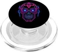 Casque Cyberpunk Skull Vaporwave Tech Design PopSockets PopGrip pour MagSafe