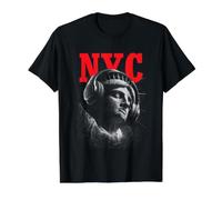 Casque d’écoute de la Statue de la Liberté de New York Y2K T-Shirt Graphique avec Valeur, Homme, Noir, L