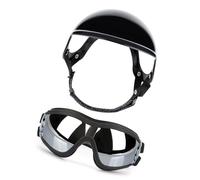 Casque d'activité de plein air pour chien avec lunettes anti-poussière et couche intérieure ventilée Accessoire essentiel de voyage pour moto