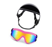 Casque d'activité de plein air pour chien avec lunettes anti-poussière et couche intérieure ventilée Accessoire essentiel de voyage pour moto