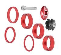 Casque d'alliage en aluminium Joint de tige de guidon du vélo de bicyclette de capuchon de guidon 6 Bicycle de tête Spacers, matériau en alliage en aluminium, adapté au vélo de (Rouge)
