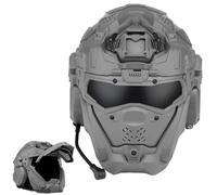 Casque d'assaut Tactique Airsoft avec Casque Audio HD Intégré, Masque Intégral Et Ventilateur Anti-buée - Équipement Tactique Extérieur Ajustable(WG)