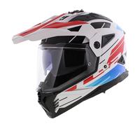 Casque d'aventure LS2 MX702 Pioneer II Namib blanc brillant bleu rouge