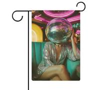 Casque de balle disco pour femme, drapeau de jardin, vacances, toile de jute, double face, drapeaux extérieurs 30,5 x 45,7 cm