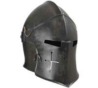 Casque de barbute médiéval avec visière noire - Style templier européen - Chevalier - Guerrier - GN