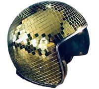 Casque de boule disco avec visière rétractable - Casque disco en verre à paillettes pour DJ, club, scène, bar, fête, mariage, vacances, décoration de fête (Gol