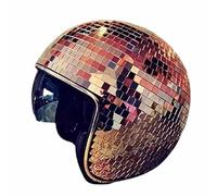 Casque De Boule Disco Avec Visière Rétractable, Miroir À Palettes Argentées En Verre, Chapeau De Boule Disco Pour Femmes Et Hommes DJ Club Scène Bar Fête Mariage, Or