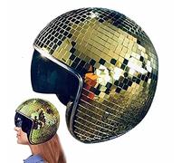 Benares Casque De Boule Disco en Verre Miroir | Casque Disco Ball avec Visière Rétractable | Casques Boule Disco | Boules À Facettes pour DJ Club Stage Bar par Atmosphere Dress Up Décor