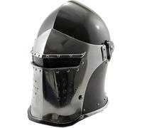 Casque de chevalier de combat barbuta Viking noir médiéval avec armure SCA GN Réplique de costume rustique vintage Décoration d'intérieur Cadeaux