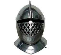 Casque de chevalier médiéval Burgonet avec plaque d'armure - Argenté - Casque de combat médiéval