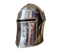 Casque de chevalier médiéval en barbute - Armure en plaques d'acier portable avec visière ouverte for reconstitution, GN et exposition(Mild Steel)