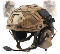 Casque de combat tactique avec housse, casque de communication militaire et micro - Équipement de protection rapide pour la chasse, les jeux de plein air CS et CQB