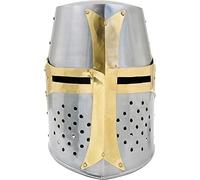 Casque de croisade en laiton pour adultes - Casque de chevalier Templier