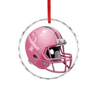 Casque de football rose avec ruban Cancer en verre cristal à suspendre pour décoration d'arbre de Noël