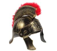Casque de guerrier ancien, plumes rouges et détails dorés, style historique unique, idéal pour les fêtes costumées, les jeux de rôle et les reconstitutions historiques, casque de guerrier ancien