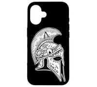 Casque de Guerrier d'Achille Spartan Mythologie Grecque Blackwork Coque pour iPhone 16